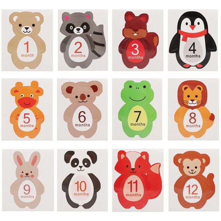 Set 12 autocolante lunare bebelusi, multicolor, 13x11.5cm