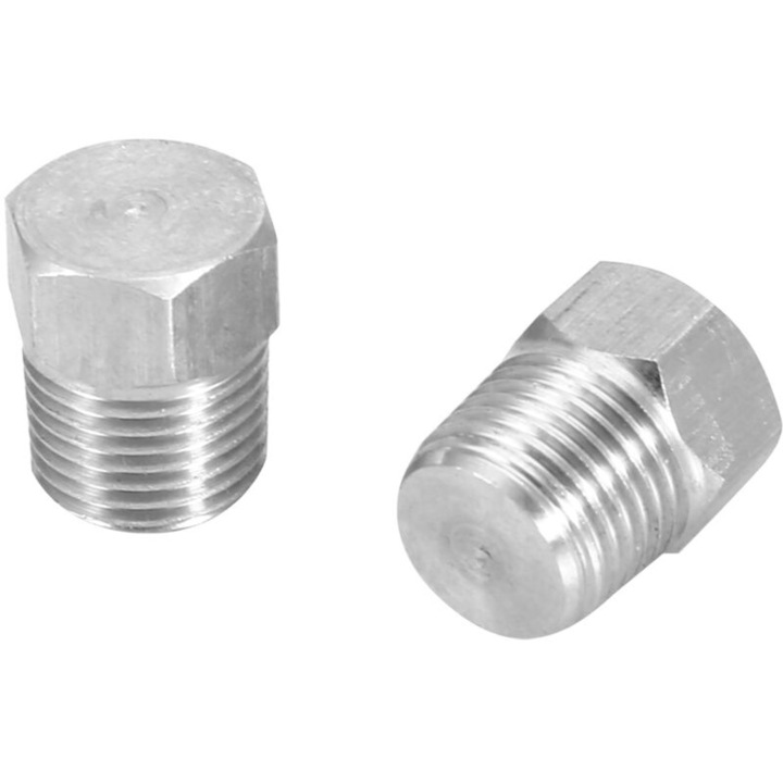 Set 2 bucati dopuri filetate din otel inoxidabil, cap hexagonal, PT1/8