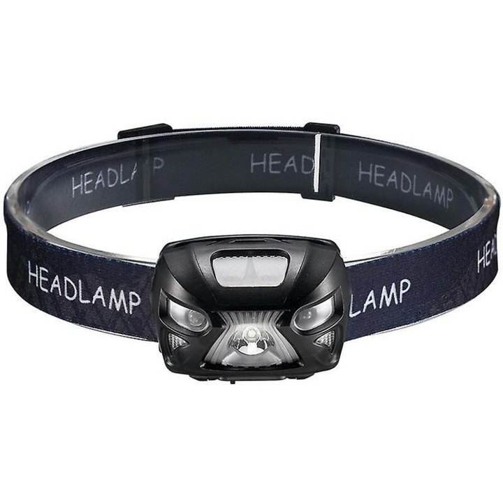 LED-es fejlámpa, 4 üzemmód, fehér-piros, USB, 300 lumen, állítható, 73g