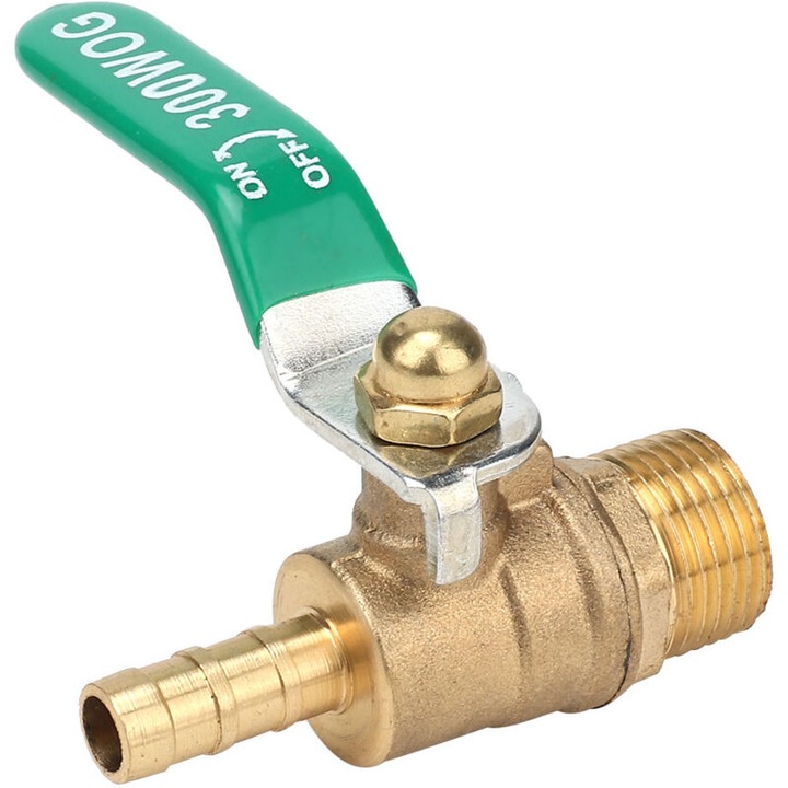 Golyóscsap, OEM, sárgaréz, G3/8" külső menet, zöld, 12mm