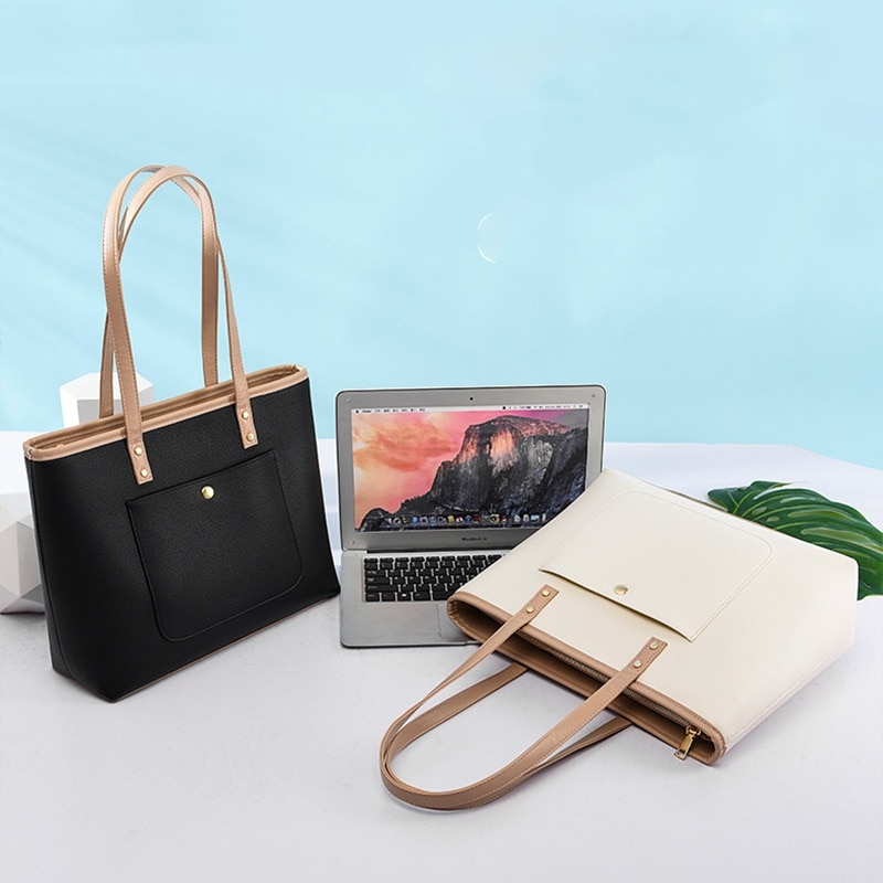 Geanta pentru laptop, 15, 6 inch, stil casual si modern, respirabila, impermeabila, rezistenta la uzura, rezistenta la socuri, design ergonomic, usor de transportat, 39 x 12 x 30 cm, negru