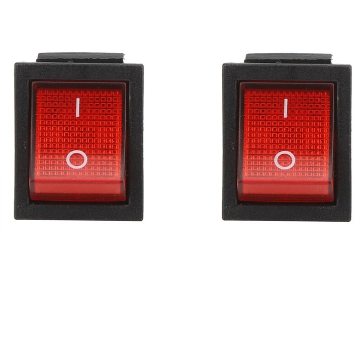 5 db billenőkapcsoló készlet 16A 250V 4 tűs piros 31x25mm