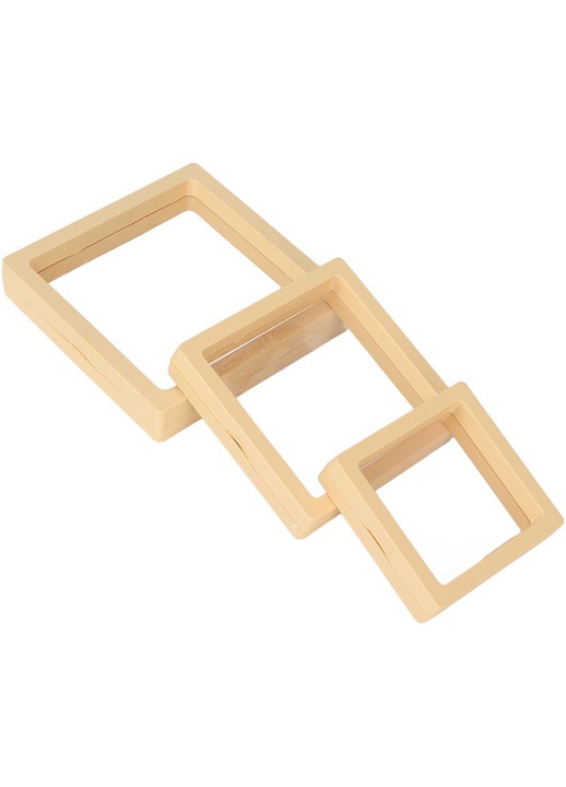 Set 3 cutii bijuterii transparente, usoare, 10x10x2cm