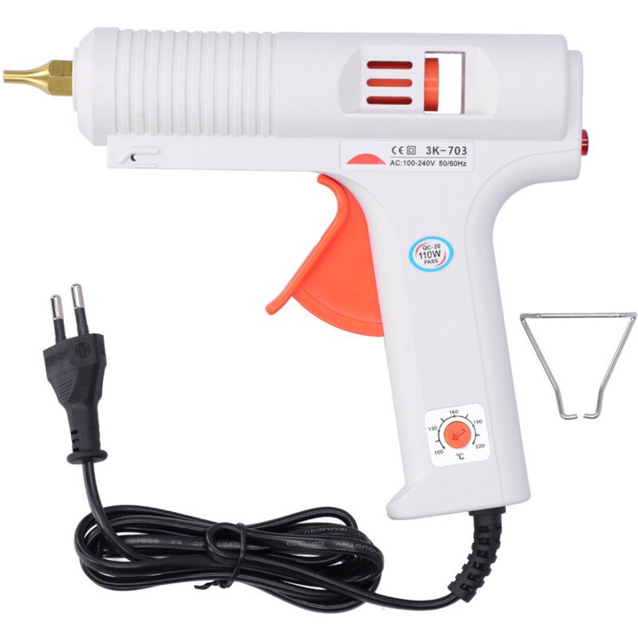 Pistol de lipit 110W, reglabil, 11mm, alb, compact