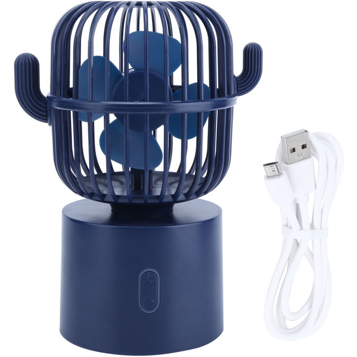 Ventilator birou mini portabil 3 viteze albastru 12.5x17.5x8.7cm