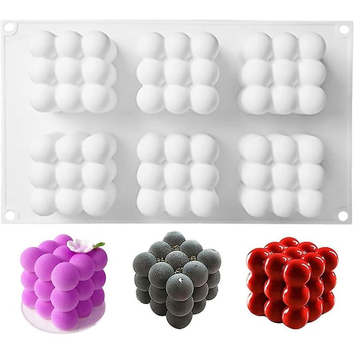 Moua silicon 3D cub, antiaderent, 21,9x15x5,6cm, 6 cavitati, transparent