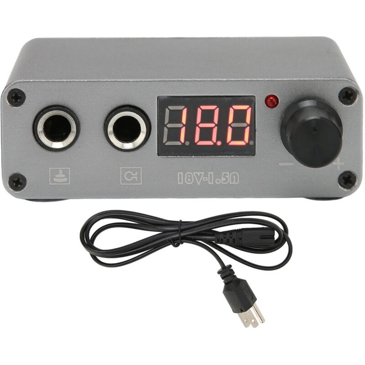 Alimentare pentru masina tatuaj, dublu mod, metal mat, albastru-negru-gri, reglabil 0-18V, 100-230V
