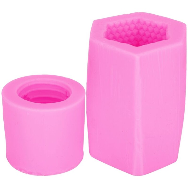 Set 2 forme silicon roz, 5.5x5cm si 7x9cm, pentru ceara si prajituri DIY