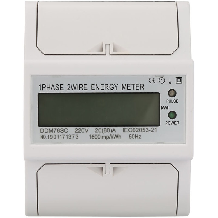 Egyfázisú energiamérő DDM75SC kompakt, LCD, fehér, 4 modul, 220V 20-80A