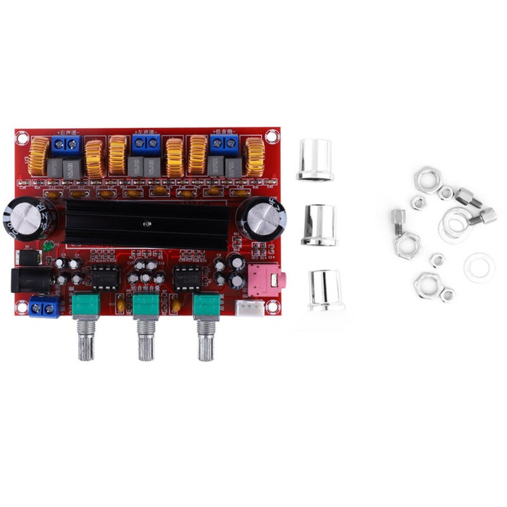 2.1 csatornás audio erősítő panel 50W+100W, fekete, 12-24V