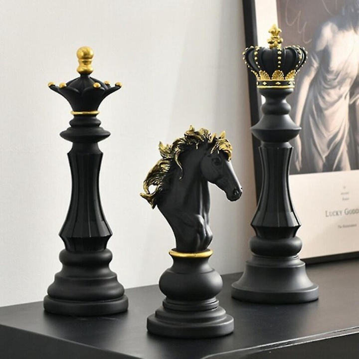 Ornament decorativ sah, rasina, negru, 1 piesa