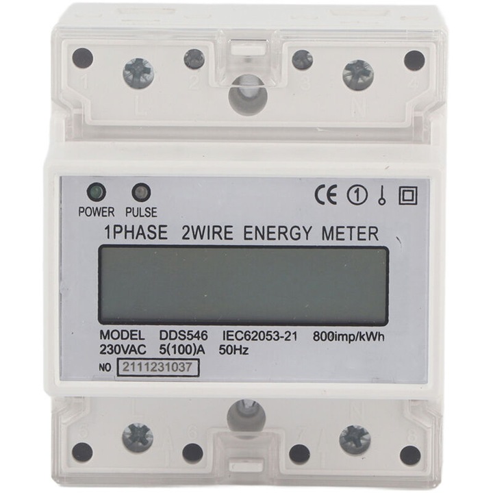 Contor energie monofazat DDS546, LCD, 5-100A, 230V, 8.8x7.5x6.8cm