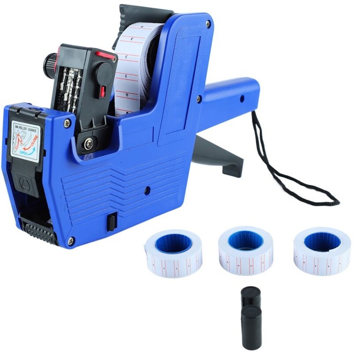 Aparat etichetare digital 8 cifre set complet, alb, compact