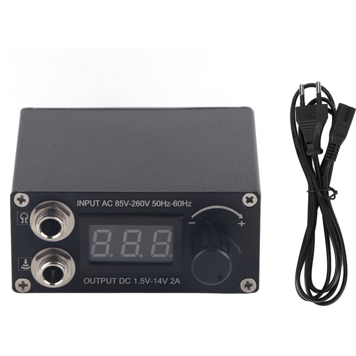 Alimentare tatuaj portabil ecran LCD negru aluminiu 60x250V
