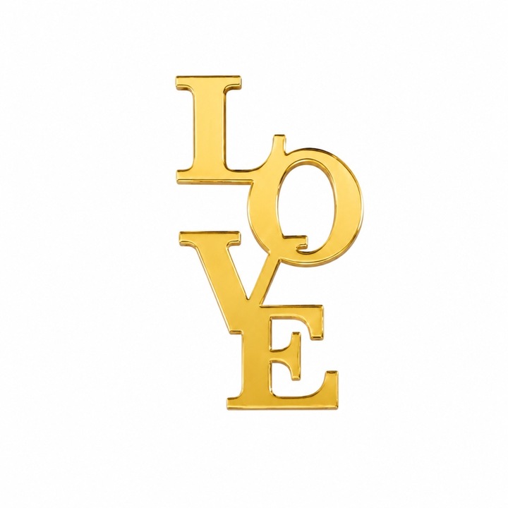 Torta topper akril "LOVE", 7cm, Auriu modell