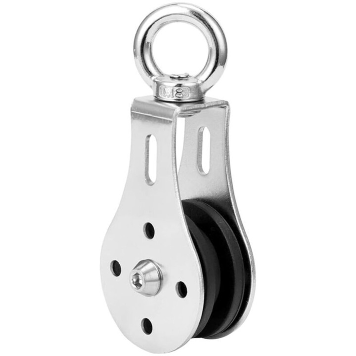 Poulie bloc inox 304 nylon rotativa 360°, capacitate 300 kg, 7 mm
