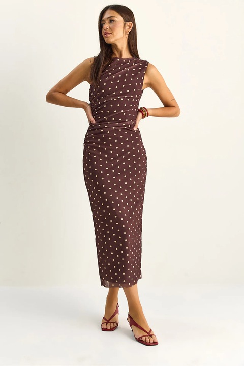 Rochie Midi Bodycon Bianco Lucci, buline, maro, poliester