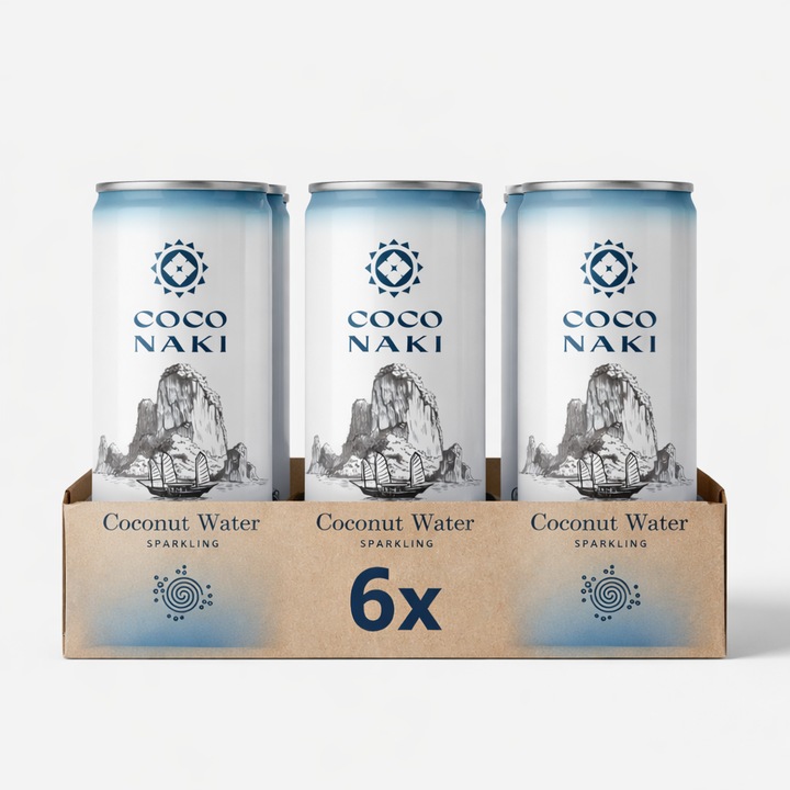 Apa de cocos carbogazoasa COCONAKI Sparkling, 6 doze x 320ml