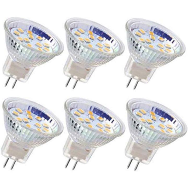 6 db LED MR11 GU4 3W hideg fehér 12V izzó készlet