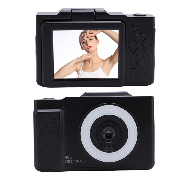 Aparat foto digital 48MP 16x zoom ecran rabatabil 2.8 inch negru 700mAh