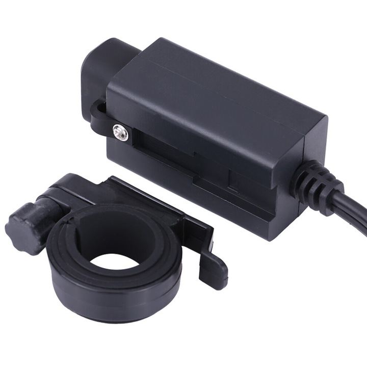 Motorkerékpár töltő SAE-ről kettős USB-re, víz- és porálló, 12-24V, 2.1A, 50x100cm hosszabbító kábel