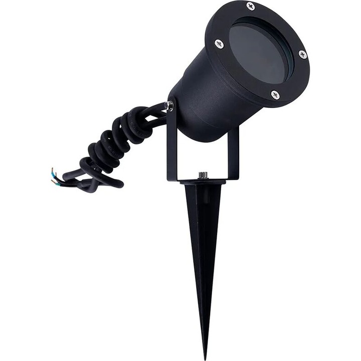 Proiector LED de gradina, aluminiu negru, IP65, 1m cablu, GU10