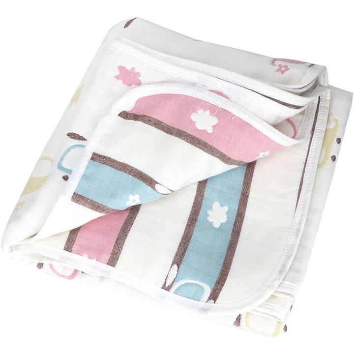 Paturica bebelusi 110x110 cm bumbac multicolor multifunctional