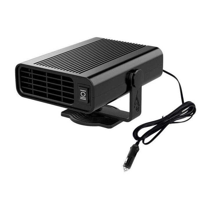 Incalzitor auto portabil 12V, degivrare rotativa 360, ventilator racire, 14x10.5x8cm