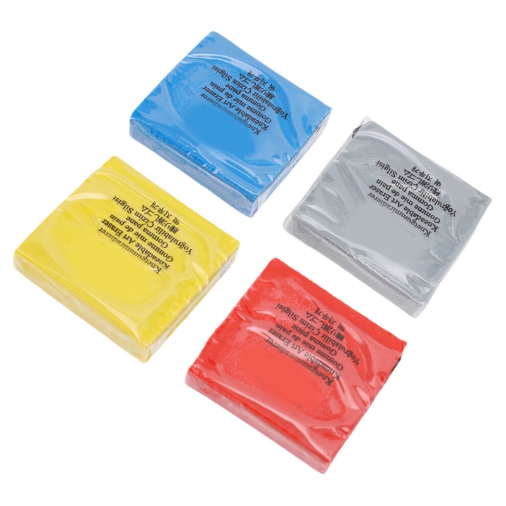 Set 4 radiere modelabile, multicolor, 4x2x1cm