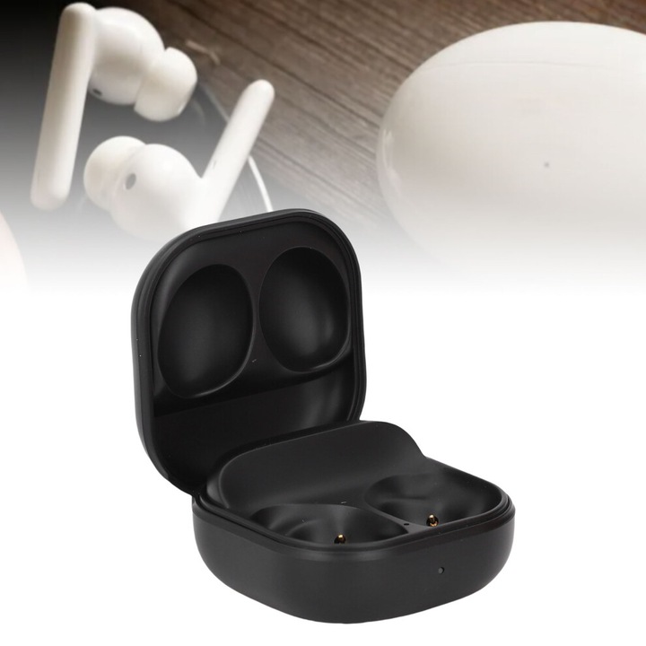 Carcasa incarcare wireless, 700mAh, negru, pentru Galaxy Buds Pro, buton sincronizare Bluetooth, Type-C