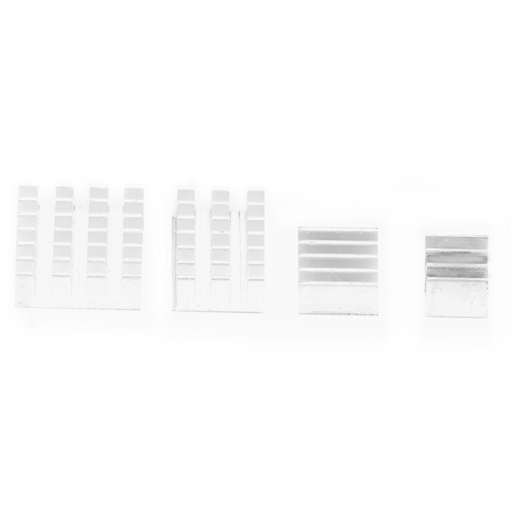 Radiatoare aluminiu pentru CPU, set 20 bucati, adeziv termic, argintiu, 6063-T5