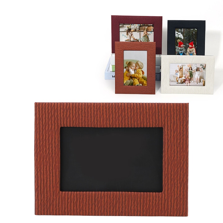 Rama foto piele maro 21.5x12x16.5cm pentru fotografie 15x15cm