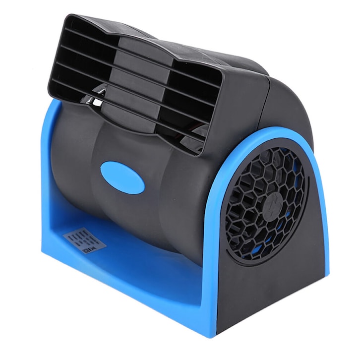 Ventilator auto portabil 12V, reglabil, silentios, negru-albastru, 16.5x13cm