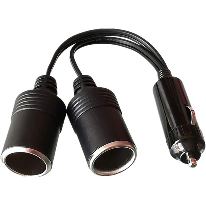 Cablu extensie bricheta auto 1 la 2, adaptor 12V 24V, LED, protectie siguranta
