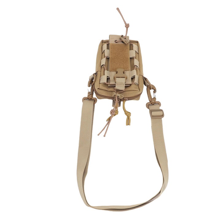 Nylon deréktáska, állítható, kulacstartóval és telefontartóval, khaki