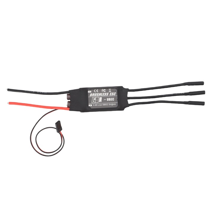 Controler viteza brushless 60A pentru drone si avioane RC, 3-6S LiPo, silicon cupru, 5V 4A BEC