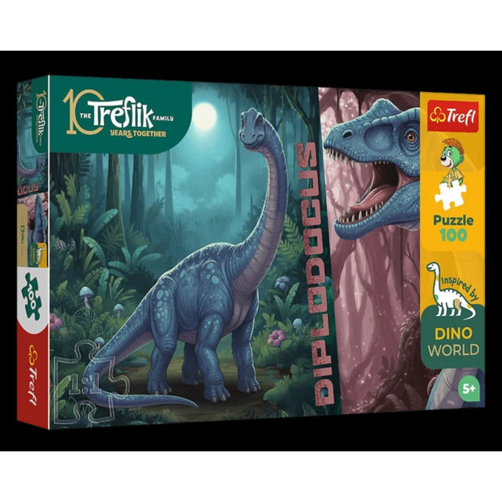 Trefl 100 db-os The Treflik puzzle - Dino World - Diplodocus (16579)