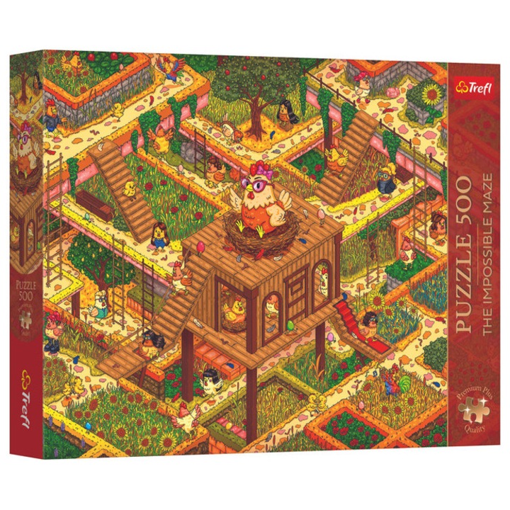 Trefl 500 db-os Premium Plus puzzle - The Impossible Maze - Crazy Chickens (37629)