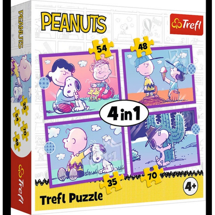 Trefl 4 az 1-ben puzzle (35, 48, 54, 70 db-os) - Penauts - Snoopyval (34691)