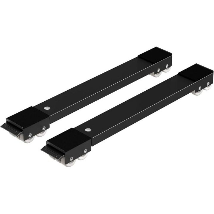 Set 2 role transport reglabile 44,5x72cm, 24 roti, negru, capacitate 300kg, cu frana