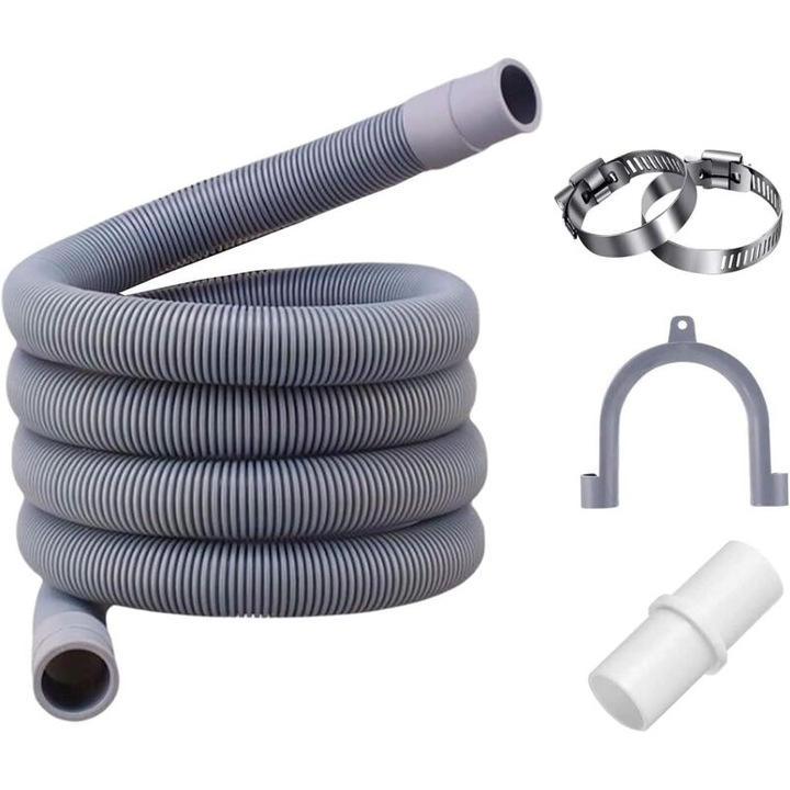 Furtun evacuare 2.5m 3/4 inch cu suport si coliere pentru masina de spalat si masina de spalat vase