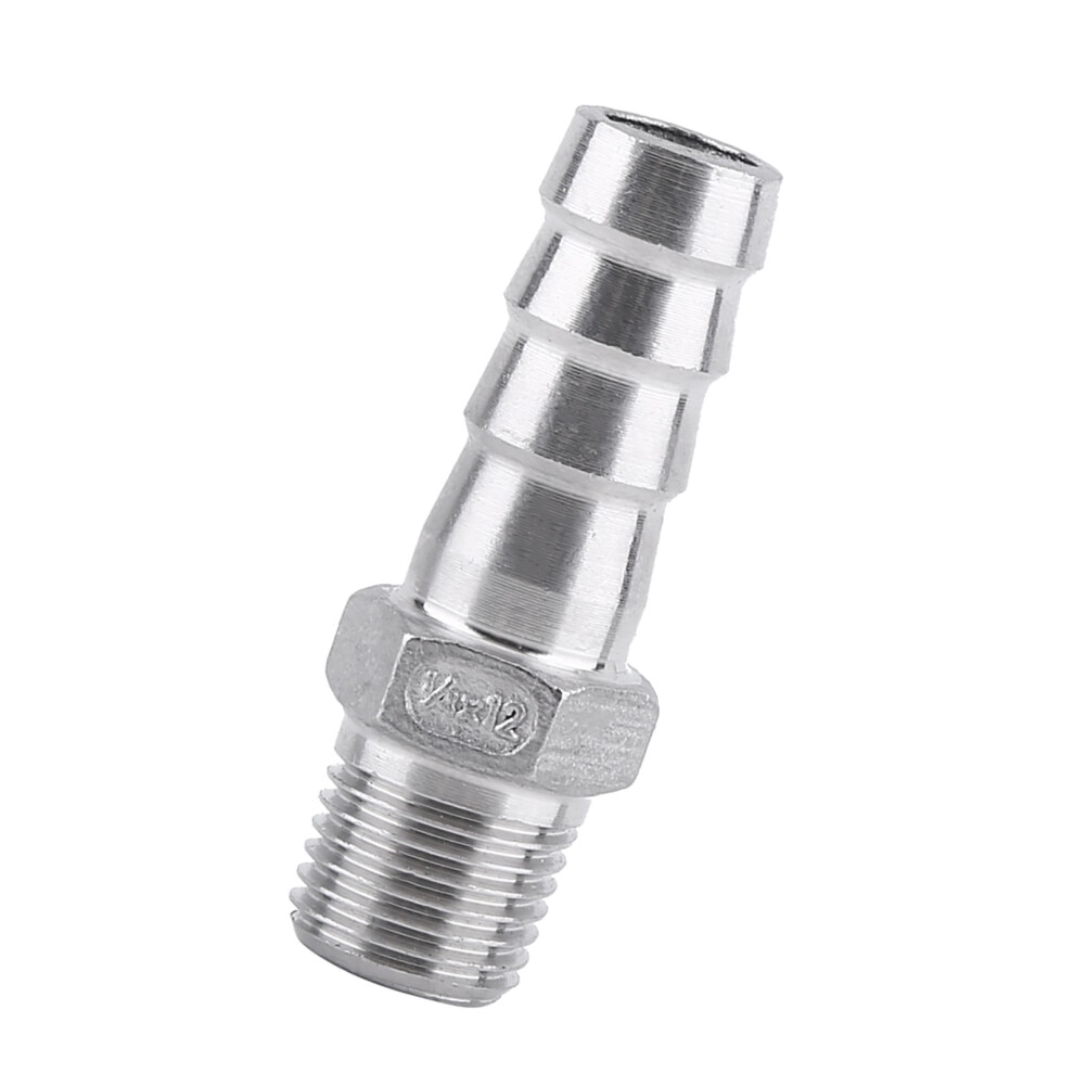 Conector furtun inox 304, filet BSP, 1/4x12mm, gri