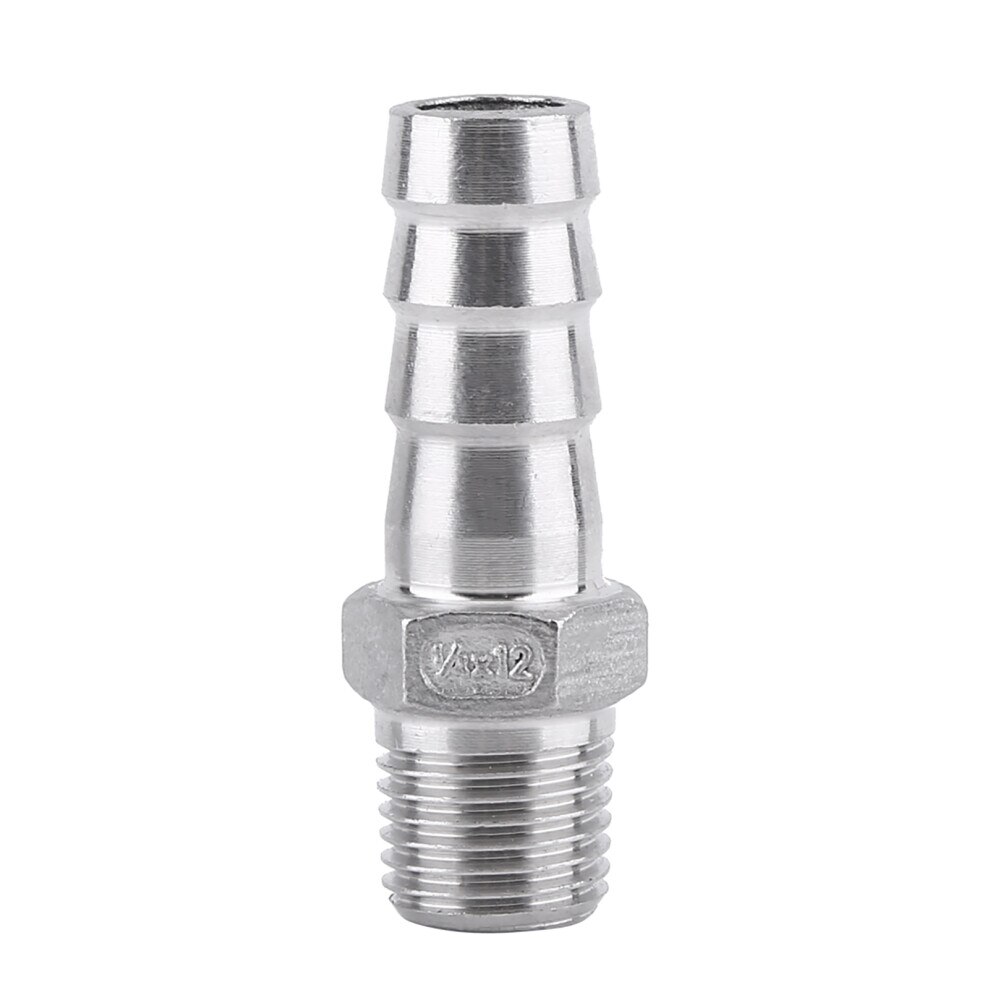 Conector furtun inox 304, filet BSP, 1/4x12mm, gri