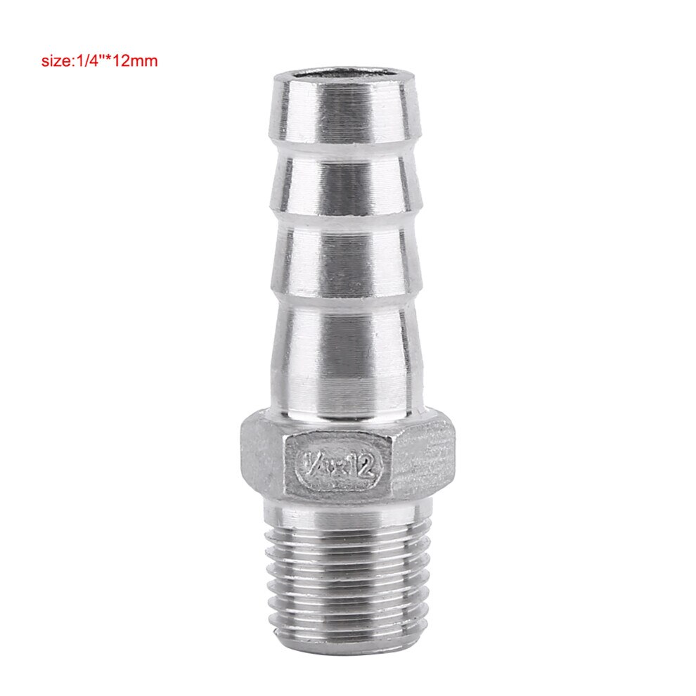 Conector furtun inox 304, filet BSP, 1/4x12mm, gri