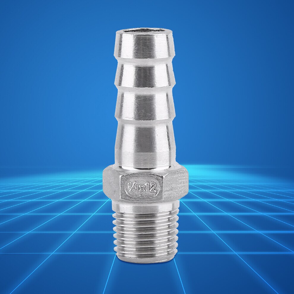 Conector furtun inox 304, filet BSP, 1/4x12mm, gri
