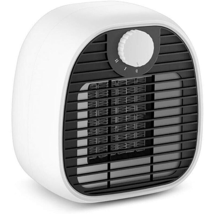 Mini hordozható elektromos radiátor, 650W/1000W, fehér, 18x10x15cm