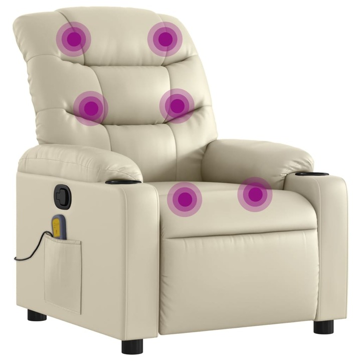 vidaXL krémszínű műbőr masszázsfotel 3206904