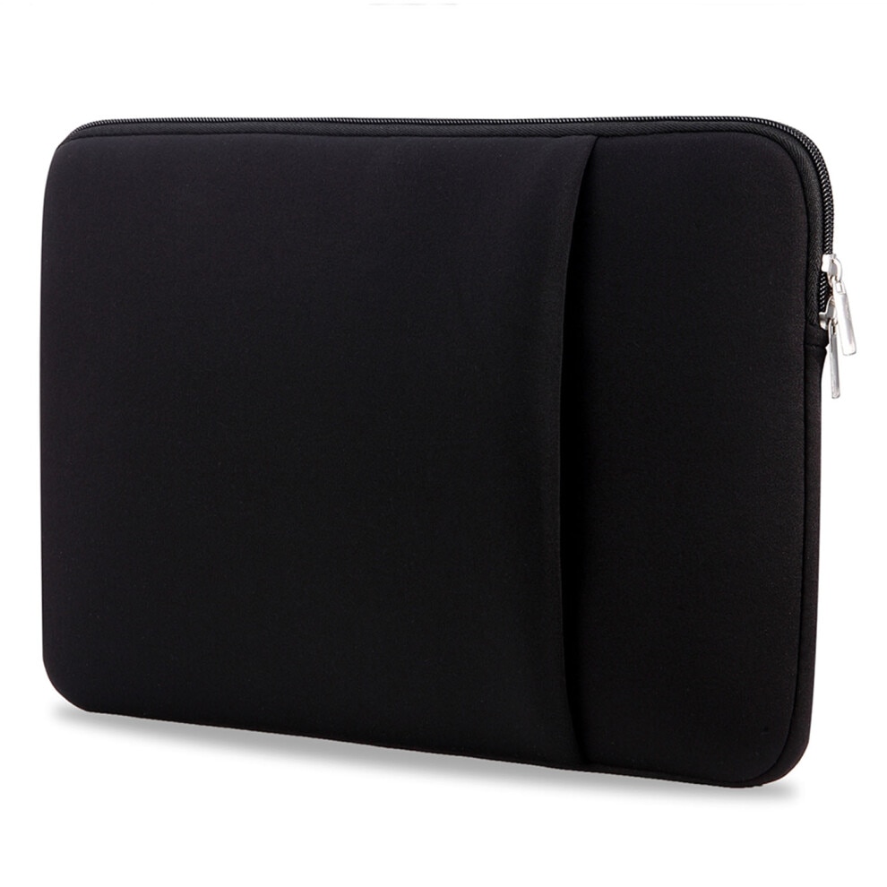 Husa laptop 15.6 inch, neagra, subtire, usoara, cu fermoar moale