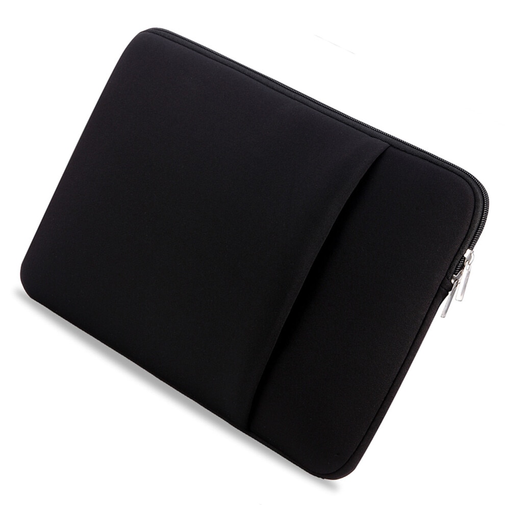 Husa laptop 15.6 inch, neagra, subtire, usoara, cu fermoar moale