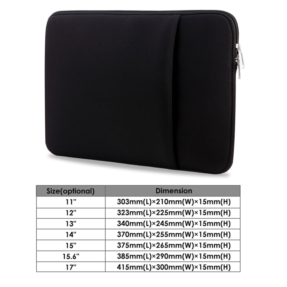 Husa laptop 15.6 inch, neagra, subtire, usoara, cu fermoar moale